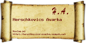 Herschkovics Avarka névjegykártya